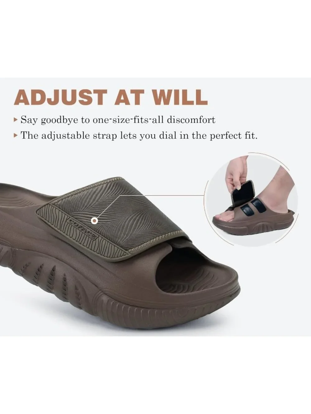 Men's Brown Recovery Sandals Orthopaedic Plantar Fascistic Walking Casual